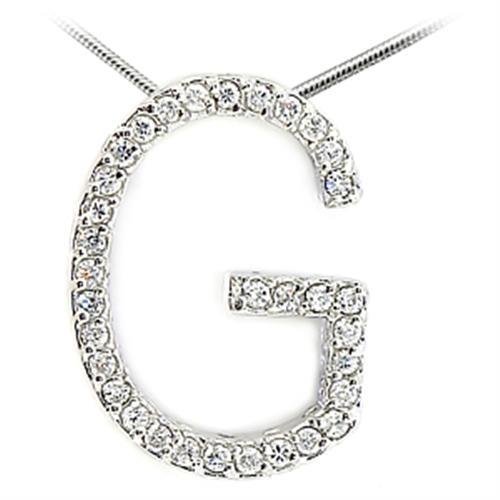 JCE607 Rhodium Brass Pendant with AAA Grade CZ  in Clear-PCS