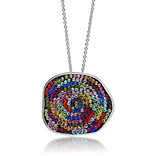 JCE071 Rhodium Brass Pendant with Top Grade Crystal  in Multi Color