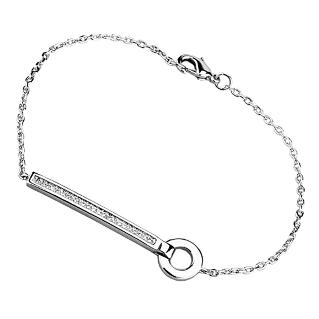 JCE395 Rhodium Brass Bracelet with AAA Grade CZ  in Clear