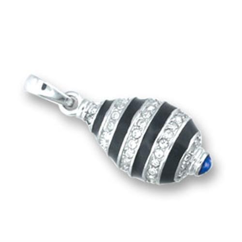 JCE602 High-Polished 925 Sterling Silver Pendant with Top Grade Crystal  in Clear-PCS