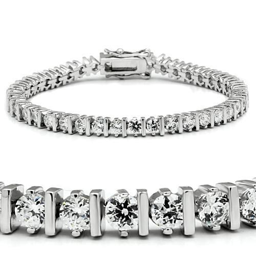 JCE206 Rhodium Brass Bracelet with AAA Grade CZ  in Clear