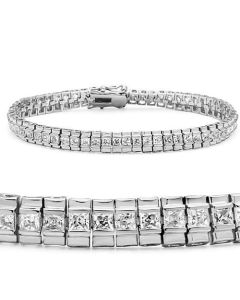 JCE304 Rhodium Brass Bracelet with AAA Grade CZ  in Clear