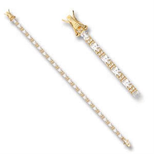 JCE402 Gold Brass Bracelet with AAA Grade CZ  in Clear