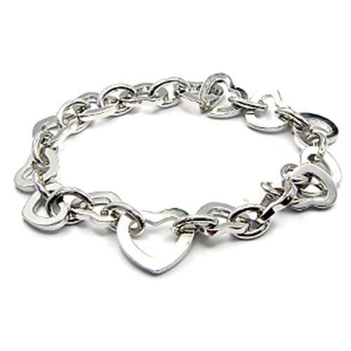 JCE491 Rhodium Brass Bracelet with No Stone