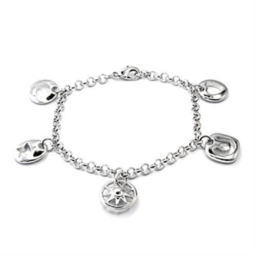 JCE500 Rhodium Brass Bracelet with No Stone