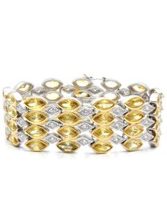 JCE1459 Gold+Rhodium Brass Bracelet with AAA Grade CZ  in Topaz