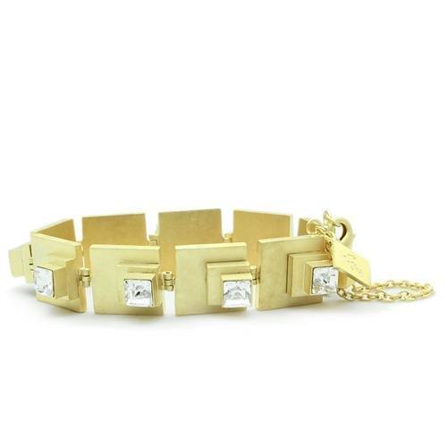 JCE2037 Matte Gold Brass Bracelet with Top Grade Crystal  in Clear