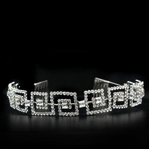 JCE2116 Imitation Rhodium Brass Tiaras & Hair Clip with Top Grade Crystal  in Clear-Default Title