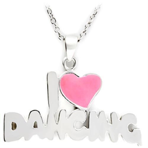 JCE221 Silver Brass Pendant with Epoxy  in Rose