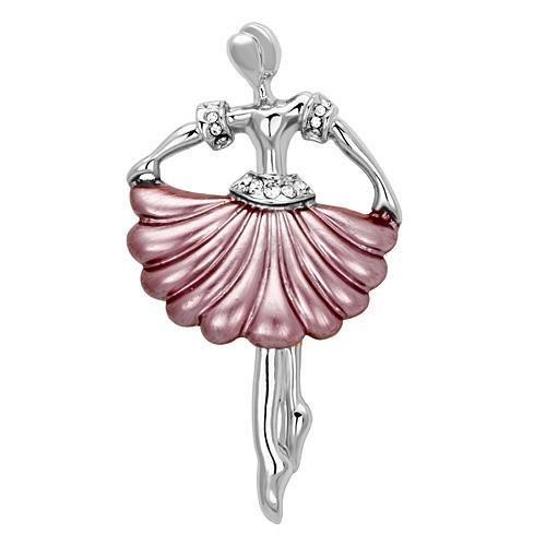 JCE2779 Imitation Rhodium White Metal Brooches with Top Grade Crystal  in Clear