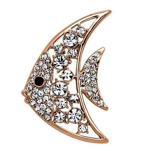 JCE2787 Flash Rose Gold White Metal Brooches with Top Grade Crystal  in Clear