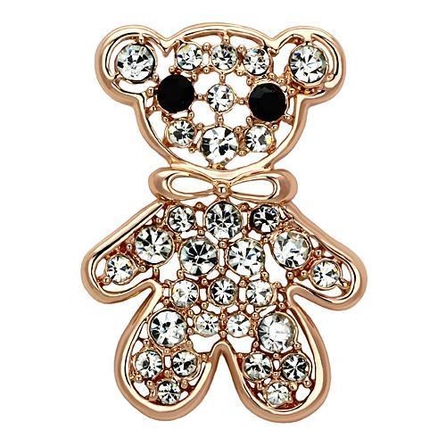 JCE2792 Flash Rose Gold White Metal Brooches with Top Grade Crystal  in Clear