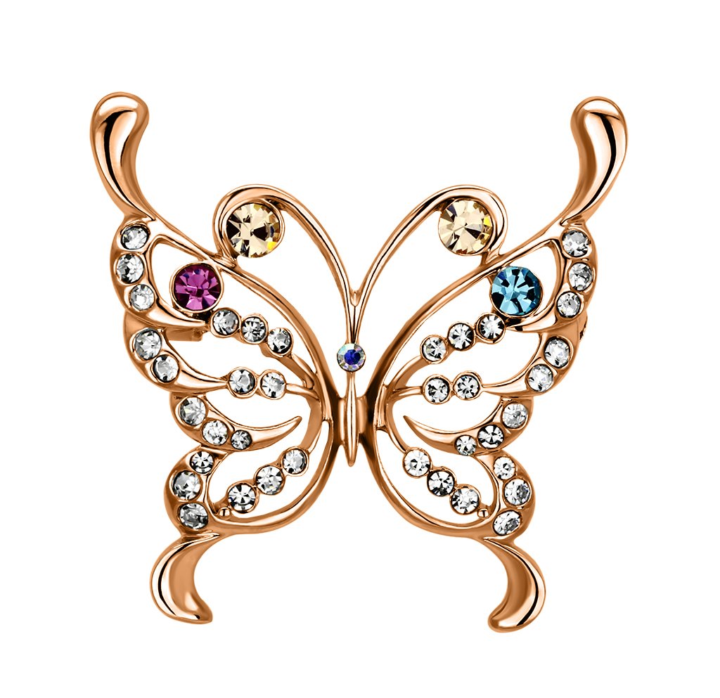 JCE2793 Imitation Rhodium White Metal Brooches with Top Grade Crystal  in Multi Color