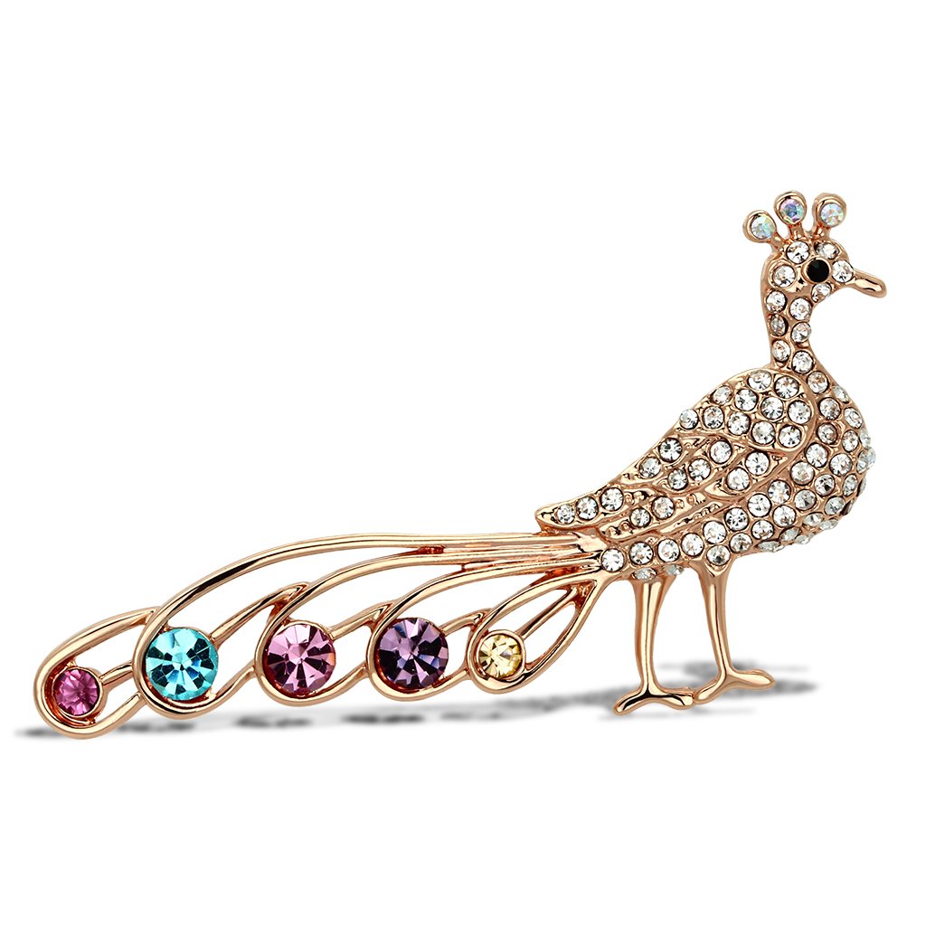 JCE2798 Flash Rose Gold White Metal Brooches with Top Grade Crystal  in Multi Color