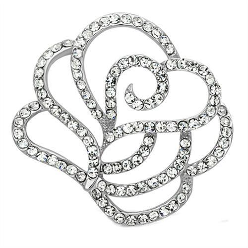 JCE2813 Imitation Rhodium White Metal Brooches with Top Grade Crystal  in Clear