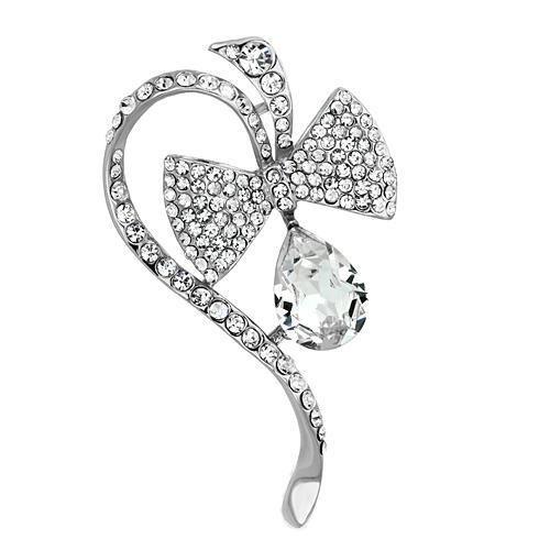 JCE2831 Imitation Rhodium White Metal Brooches with Synthetic Synthetic Glass in Clear