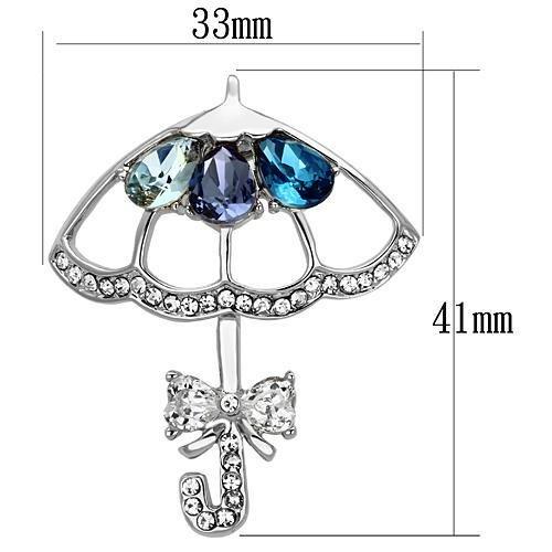 JCE2854 Imitation Rhodium White Metal Brooches with Synthetic Glass Bead in Multi Color