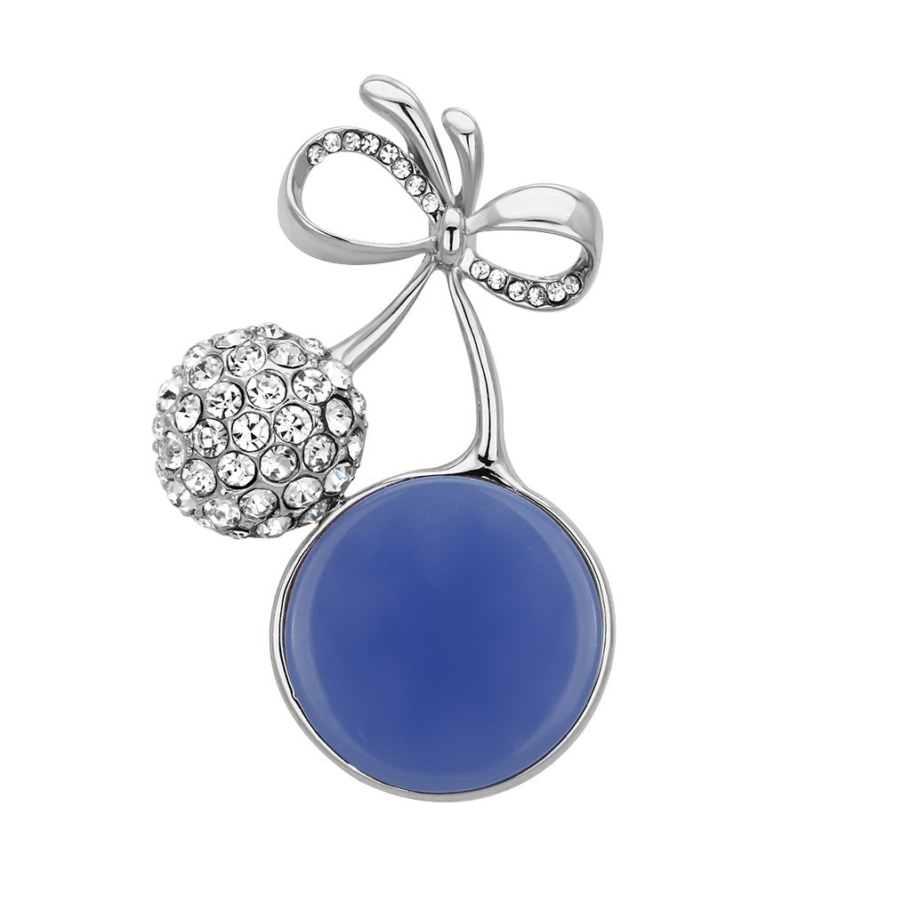 JCE2857 Flash Rose Gold White Metal Brooches with Synthetic Synthetic Stone in Capri Blue