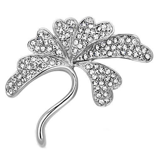 JCE2874 Imitation Rhodium White Metal Brooches with Top Grade Crystal  in Clear