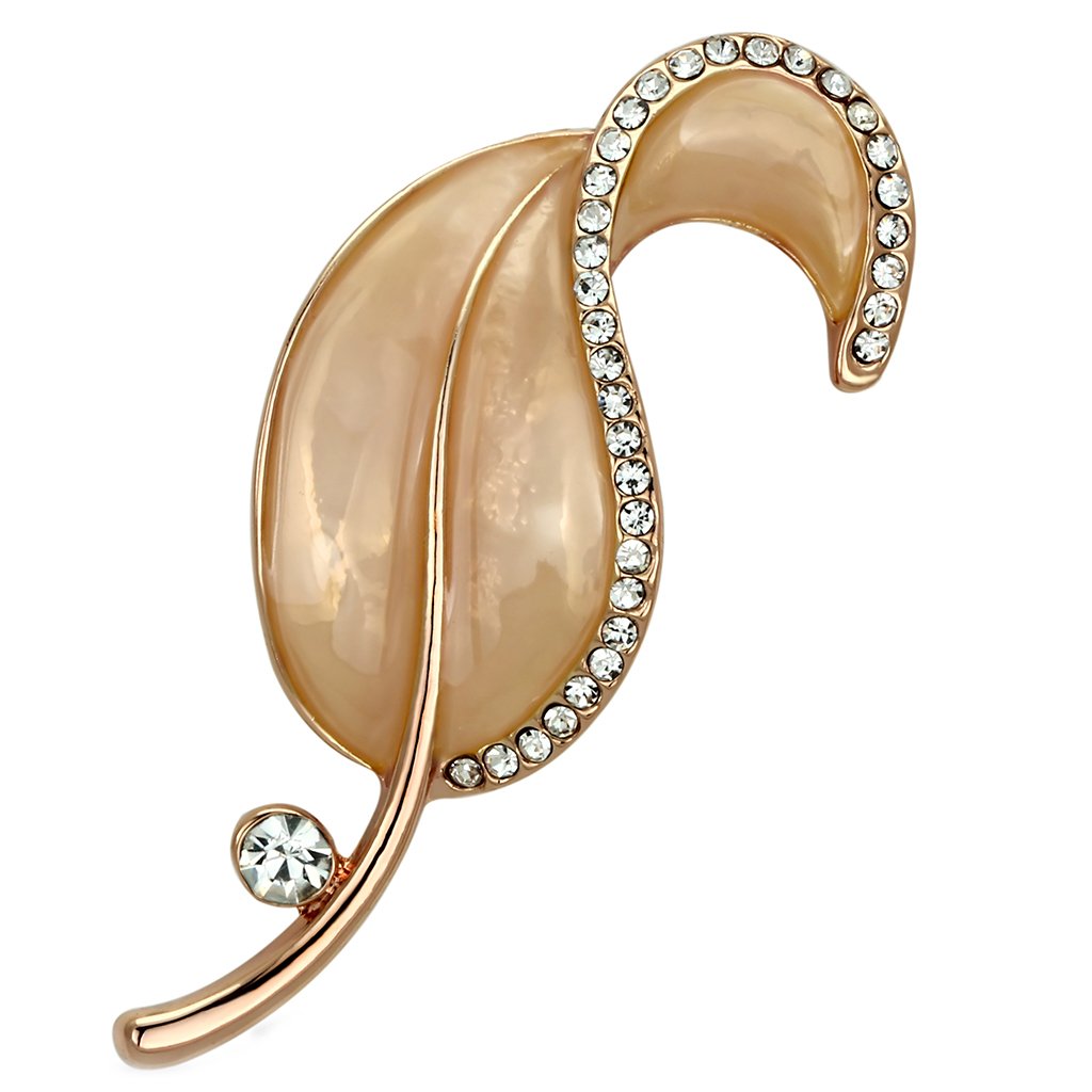 JCE2899 Flash Rose Gold White Metal Brooches with Top Grade Crystal  in Clear