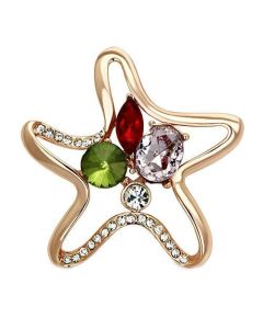 JCE2913 Flash Rose Gold White Metal Brooches with Synthetic Acrylic in Multi Color