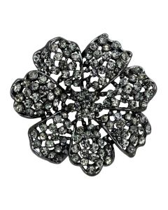 JCE2919 Ruthenium White Metal Brooches with Top Grade Crystal  in Black Diamond