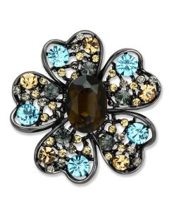 JCE2926 Ruthenium White Metal Brooches with Synthetic Synthetic Glass in Brown
