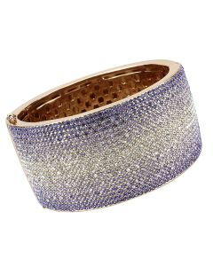JCE4279 Rose Gold+e-coating Brass Bangle with Top Grade Crystal  in Multi Color