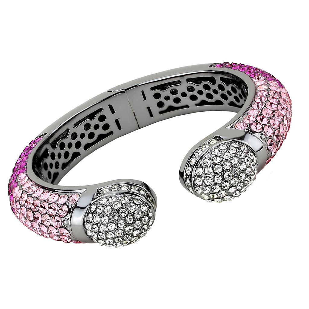JCE4293 TIN Cobalt Black Brass Bangle with Top Grade Crystal  in Multi Color