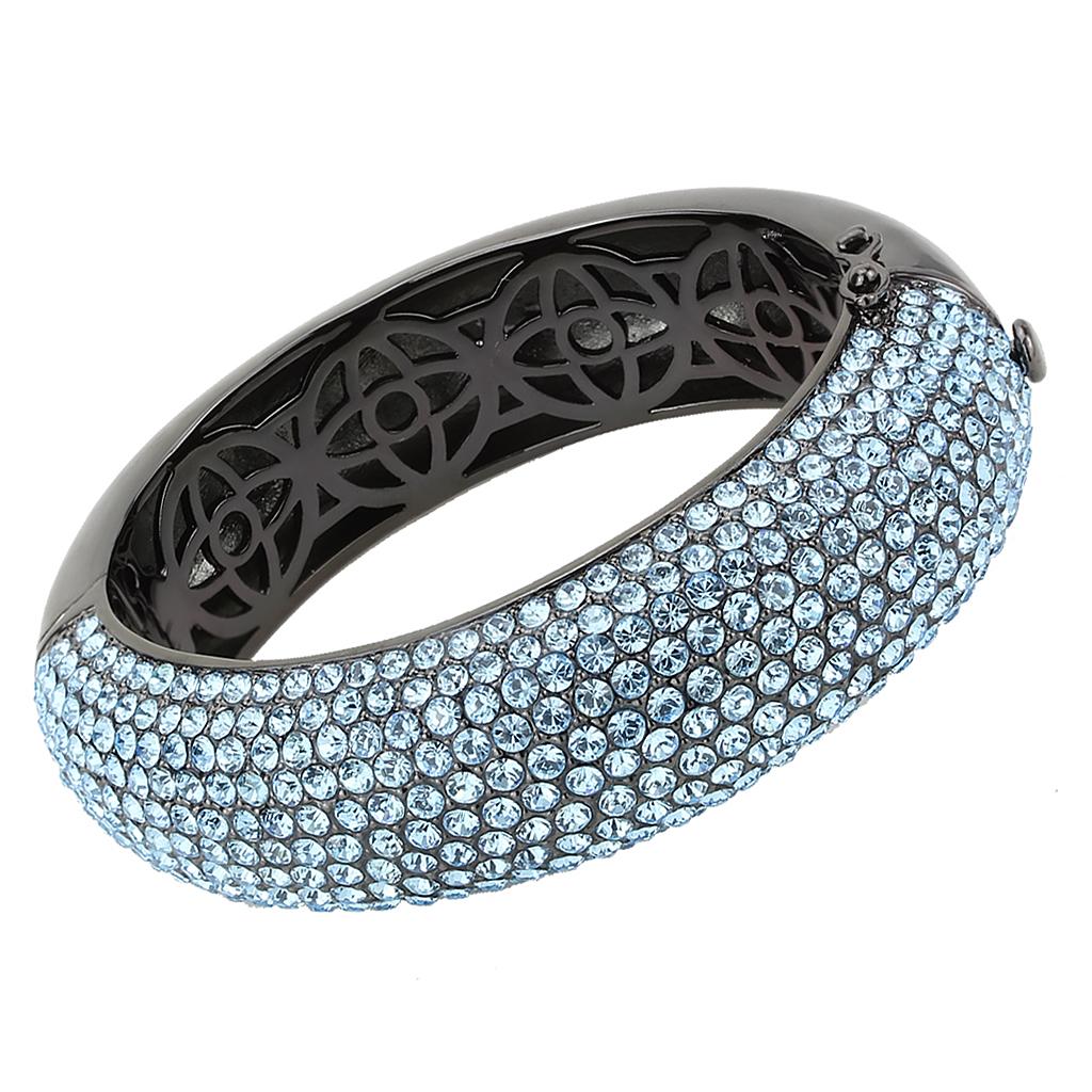 JCE4305 TIN Cobalt Black Brass Bangle with Top Grade Crystal  in Sea Blue