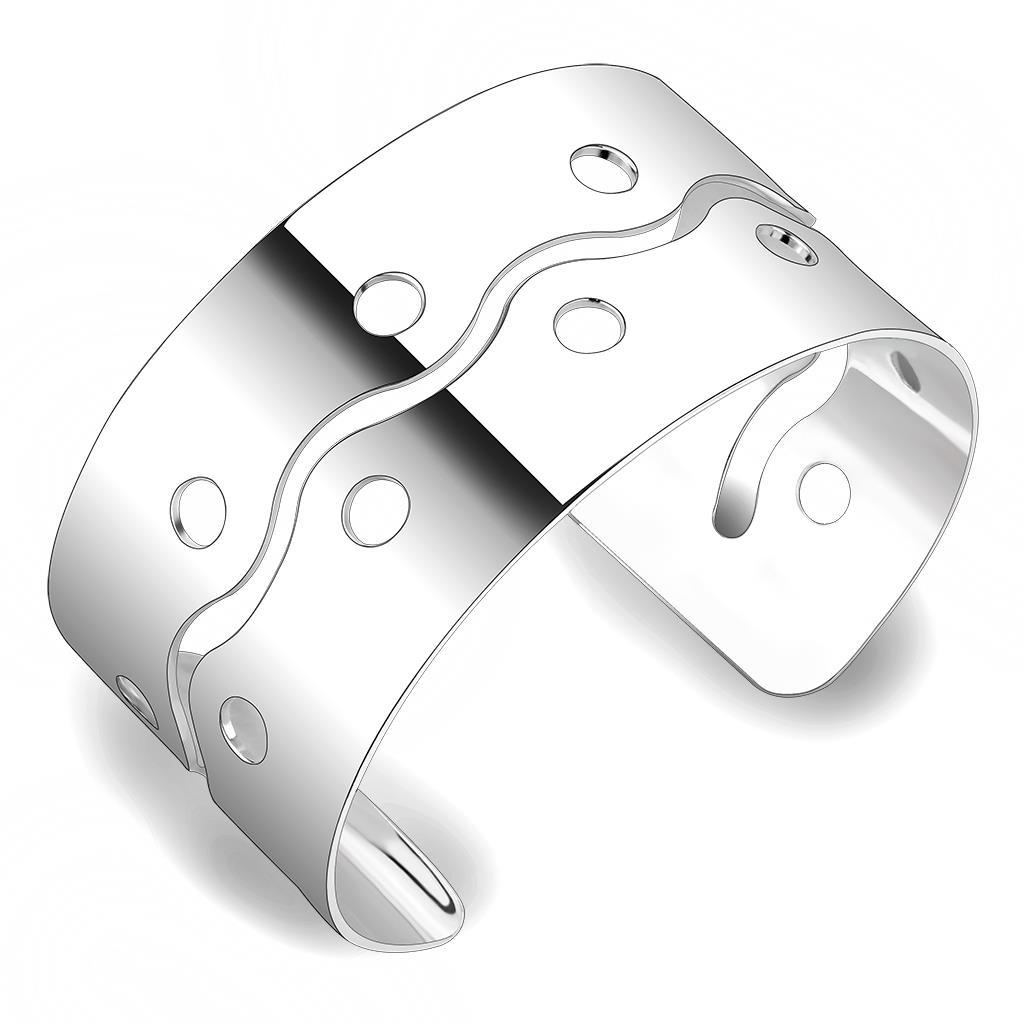 JCE4660 Matte Rhodium & Rhodium Stainless Steel Bangle with No Stone