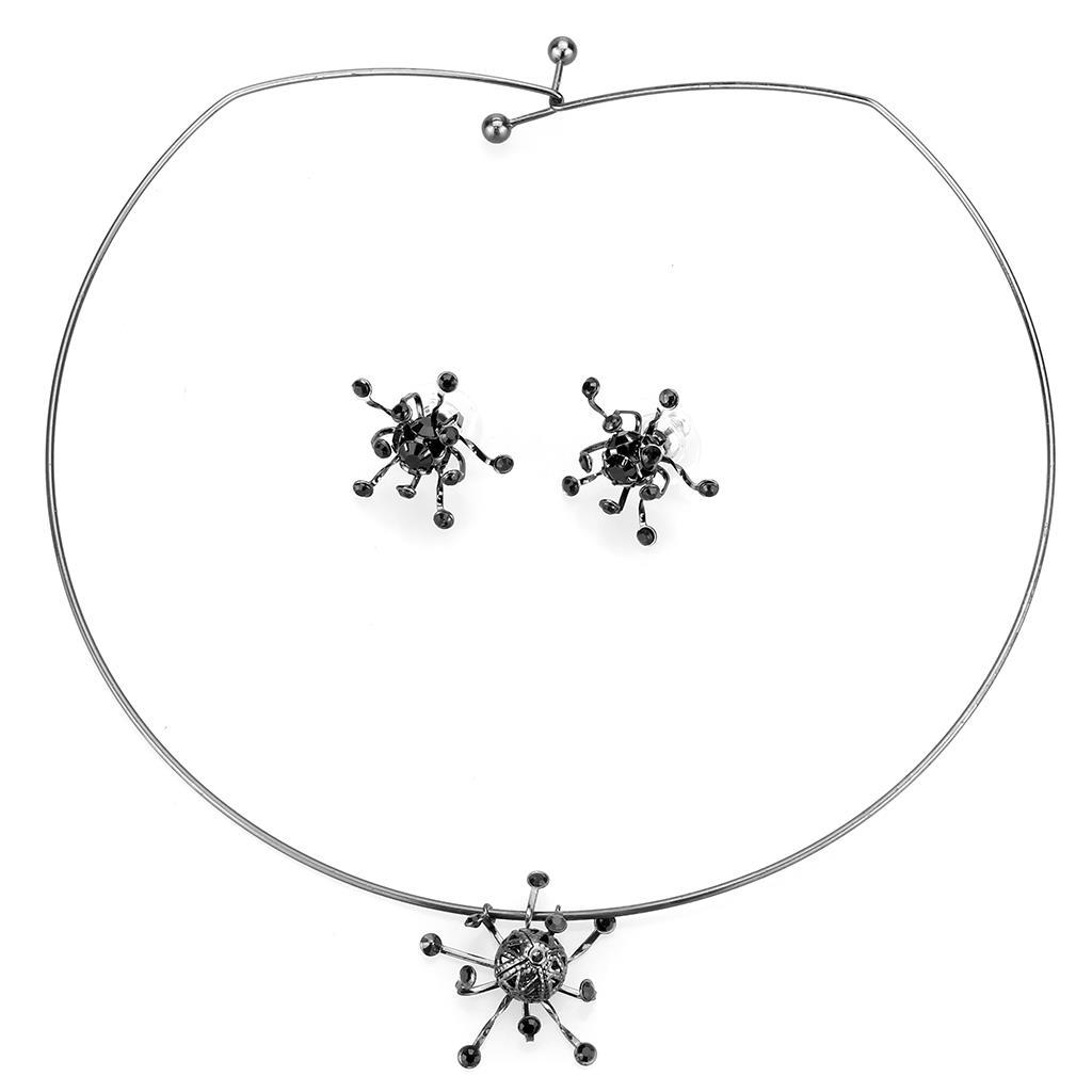 JCE4726 Ruthenium White Metal Jewelry Sets with Top Grade Crystal  in Jet
