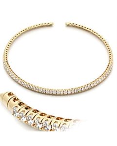 JCE830 Gold Brass Necklace with AAA Grade CZ  in Clear