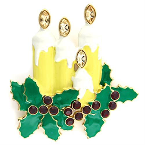 JCE844 Gold White Metal Brooches with Top Grade Crystal  in Citrine Yellow