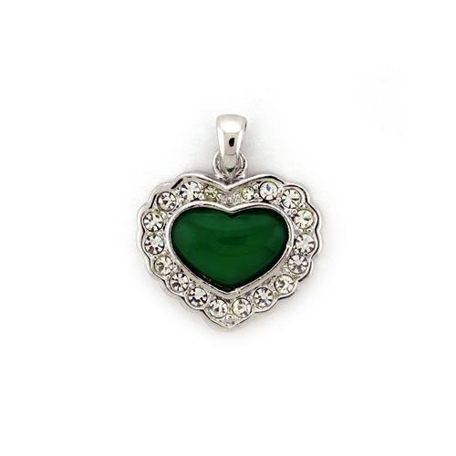 JCEA1308 Rhodium platina Pendant with Synthetic Jade in Emerald-Default Title