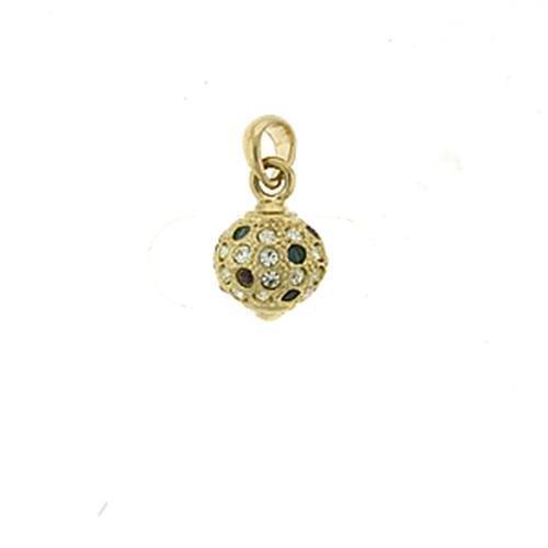 JCEA393 Gold Brass Pendant with Top Grade Crystal  in Multi Color-Default Title