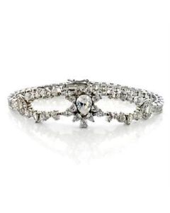 JCEA547 Rhodium Brass Bracelet with AAA Grade CZ  in Clear