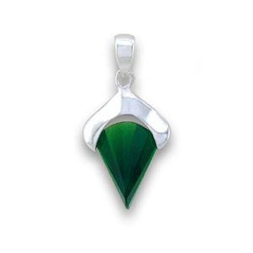JCEA564 Silver 925 Sterling Silver Pendant with Synthetic Synthetic Glass in Emerald-Default Title