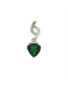 JCEA601 Rhodium Brass Pendant with Synthetic Synthetic Glass in Emerald-Default Title