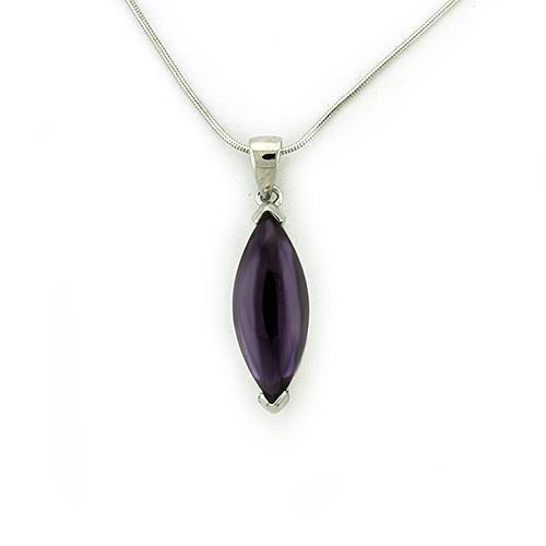 JCEAS1316 Rhodium 925 Sterling Silver Chain Pendant with AAA Grade CZ  in Amethyst