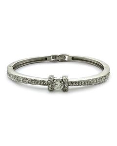 JCEAS1329 Rhodium 925 Sterling Silver Bangle with AAA Grade CZ  in Clear