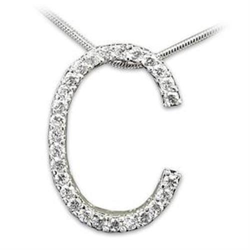 JCEAS802 Rhodium 925 Sterling Silver Pendant with AAA Grade CZ  in Clear-Default Title