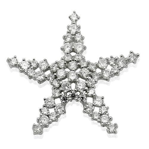 JCES235 Rhodium 925 Sterling Silver Pendant with AAA Grade CZ  in Clear-Default Title