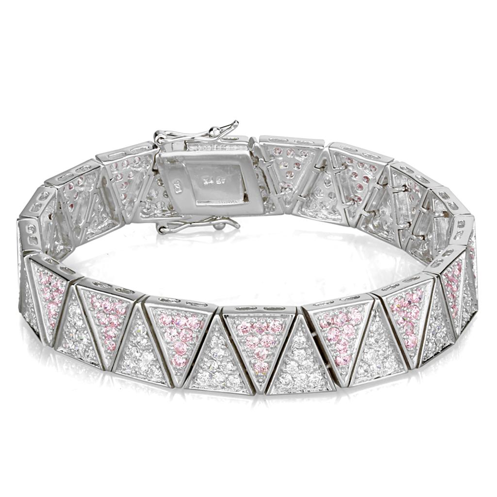 JCES845 Rhodium 925 Sterling Silver Bracelet with AAA Grade CZ  in Rose