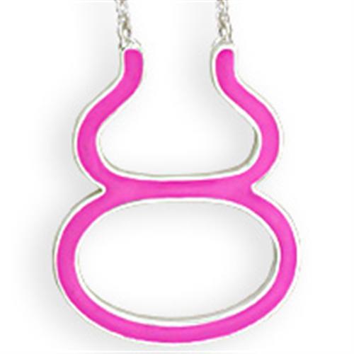 JCEK05PINK Silver Brass Chain Pendant with Epoxy  in Rose