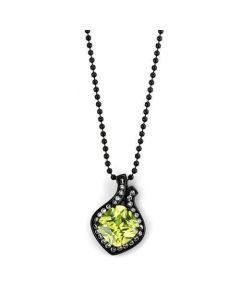 JCE2629 IP Black(Ion Plating) Stainless Steel Chain Pendant with AAA Grade CZ  in Apple Green color