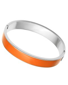 JCE788 High polished (no plating) Stainless Steel Bangle with Epoxy  in Orange