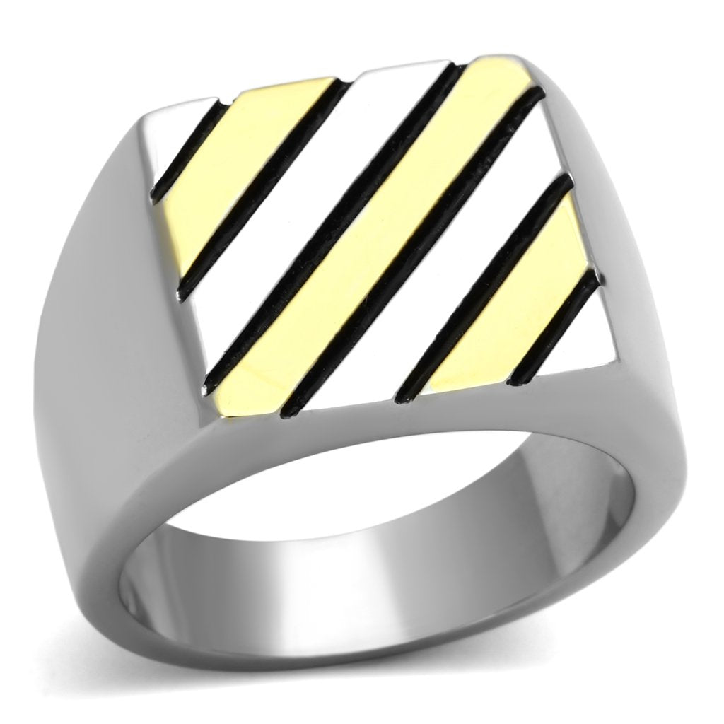 JCE952 Two-Tone IP Gold (Ion Plating) Stainless Steel Ring with No Stone