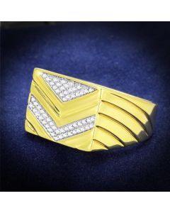 JCE234 Gold+Rhodium 925 Sterling Silver Ring with AAA Grade CZ  in Clear