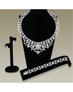 JCE448 Rhodium 925 Sterling Silver Chain Pendant with AAA Grade CZ  in Clear